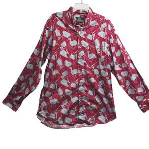 Bass Pro Shops Outdoor Button Down Shirt Size Large Red Men’s Long Sleeve Cotton